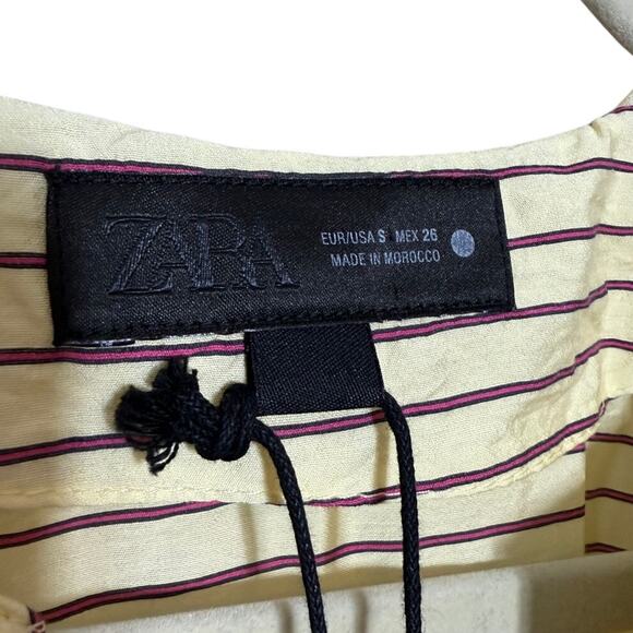 Zara ZW Collection Kaftan Tunic Maxi Dress in Butter Yellow Stripe NWT Sz. S - Picture 9 of 9